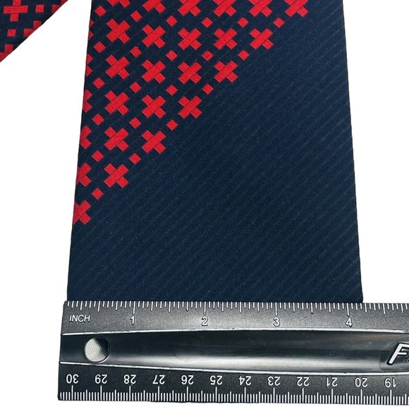 Andr'e Patric Jewel Collection Tie Navy Red Geo Vintage Mens Necktie Tie Wide - Picture 3 of 7